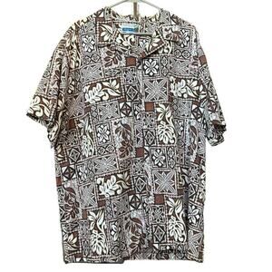 Makapuu Hawaiian Men's Shirt Size 3X Short Sleeve Button-up Brown Floral #F1217